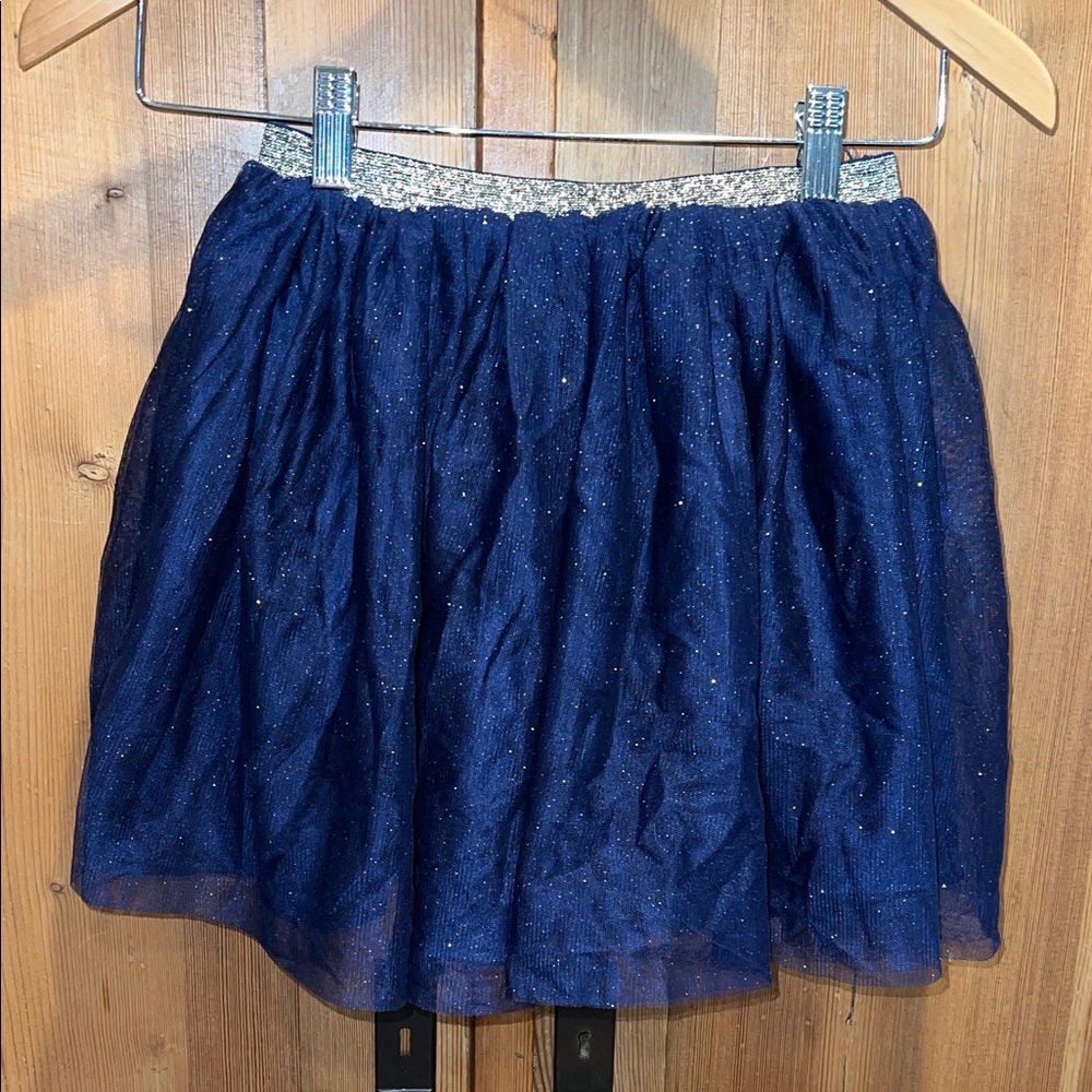 H&M Sparkly Blue Skirt with Silver Waistband